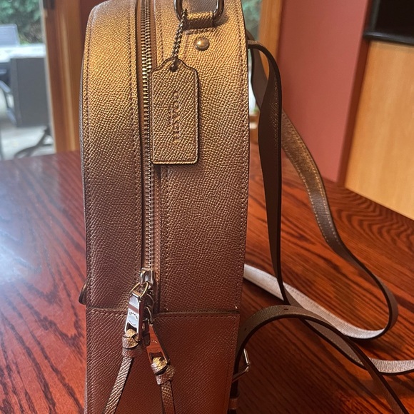 Platinum Coach Leather Backpack with silver hardware - Picture 3 of 8